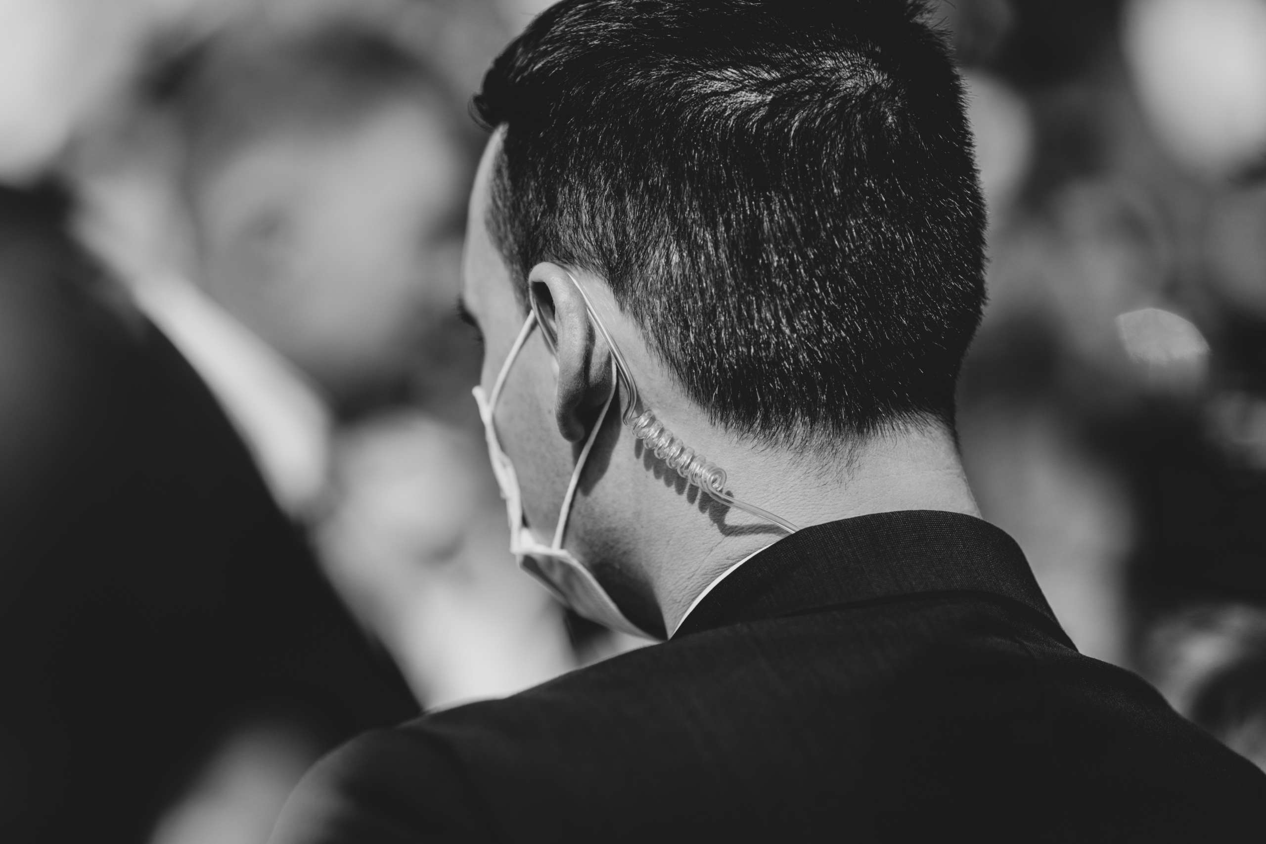 Security Guard with Earpiece protecting a celebrity