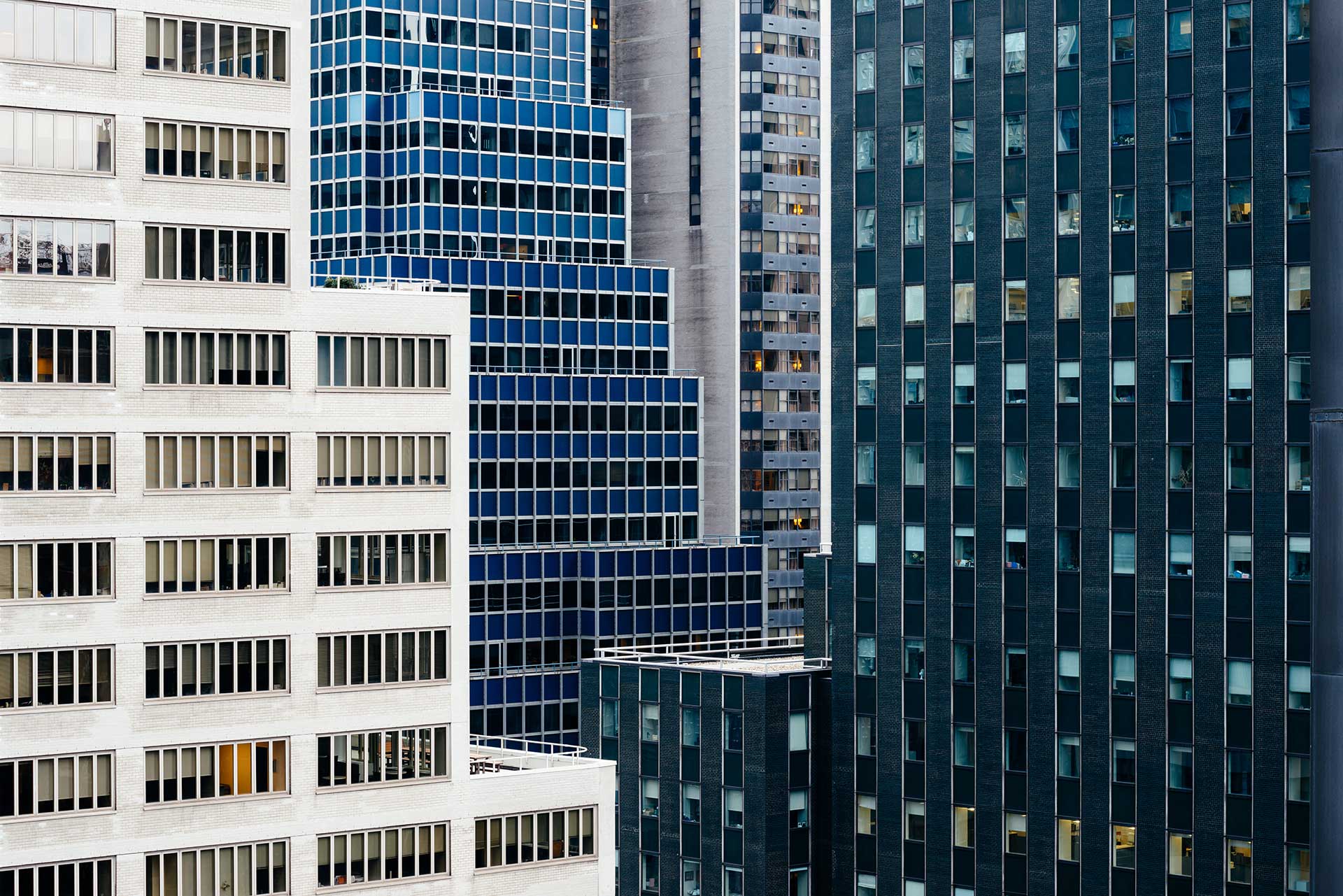 Residential buildings with security guards in midtown Manhattan