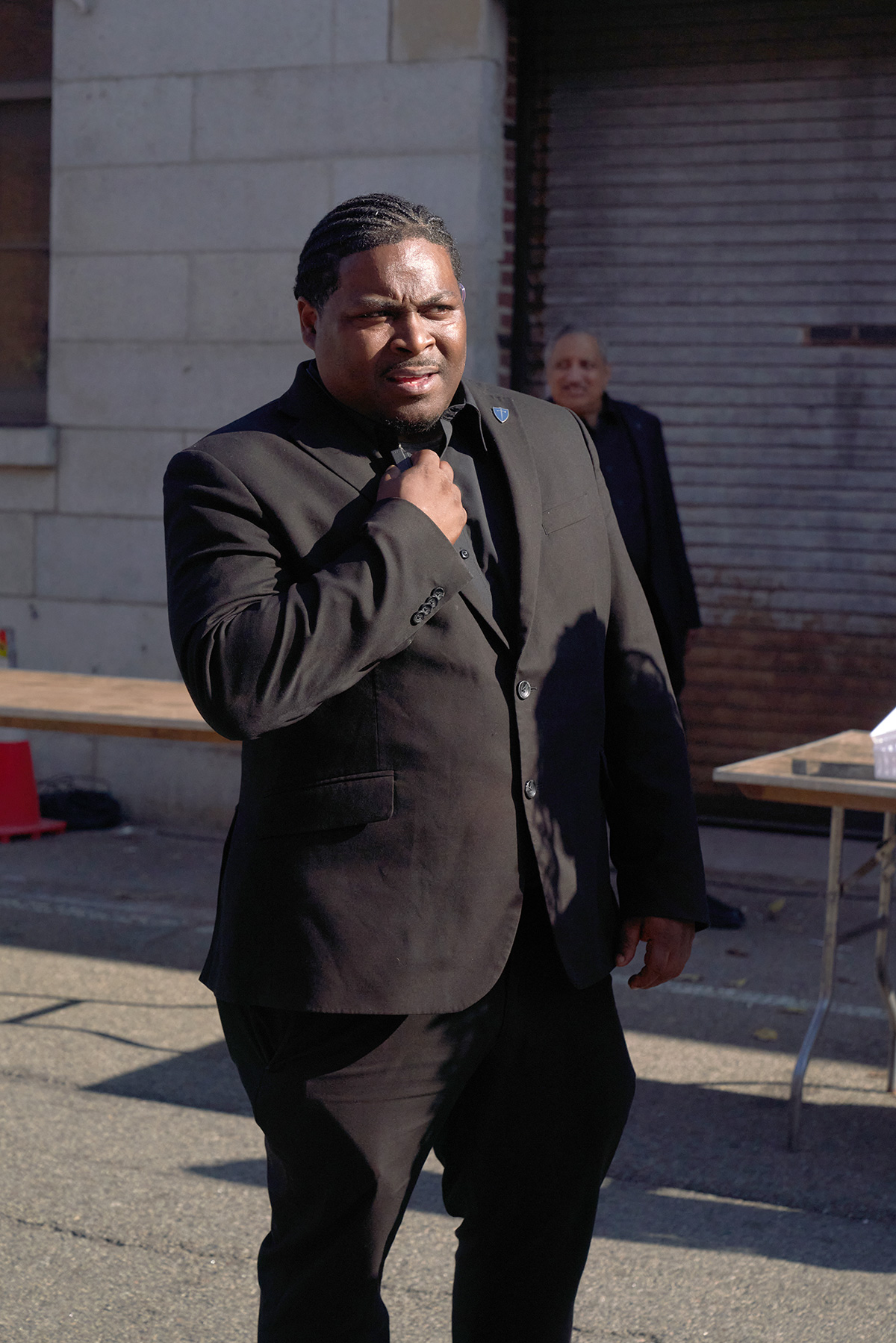 A security guard preparing to go on duty